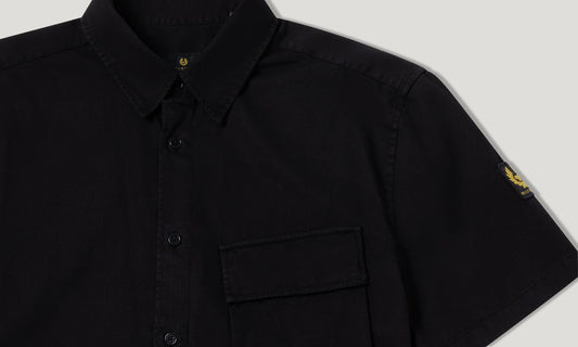 BELSTAFF SCALE SHORT SLEEVE COTTON SHIRT BLACK RRP £120 BNWT
