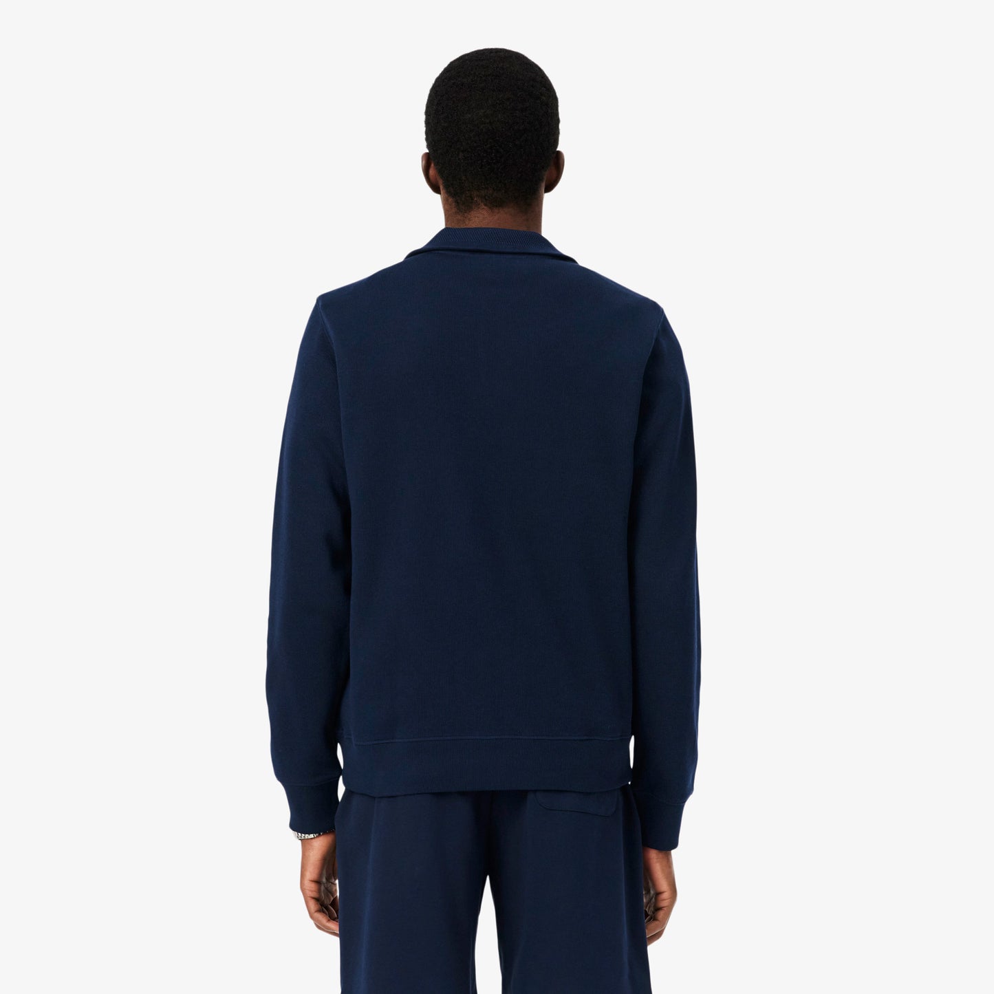LACOSTE QUARTER ZIP INTERLOCK COTTON SWEATSHIRT NAVY (5) LARGE RRP £120 BNWT