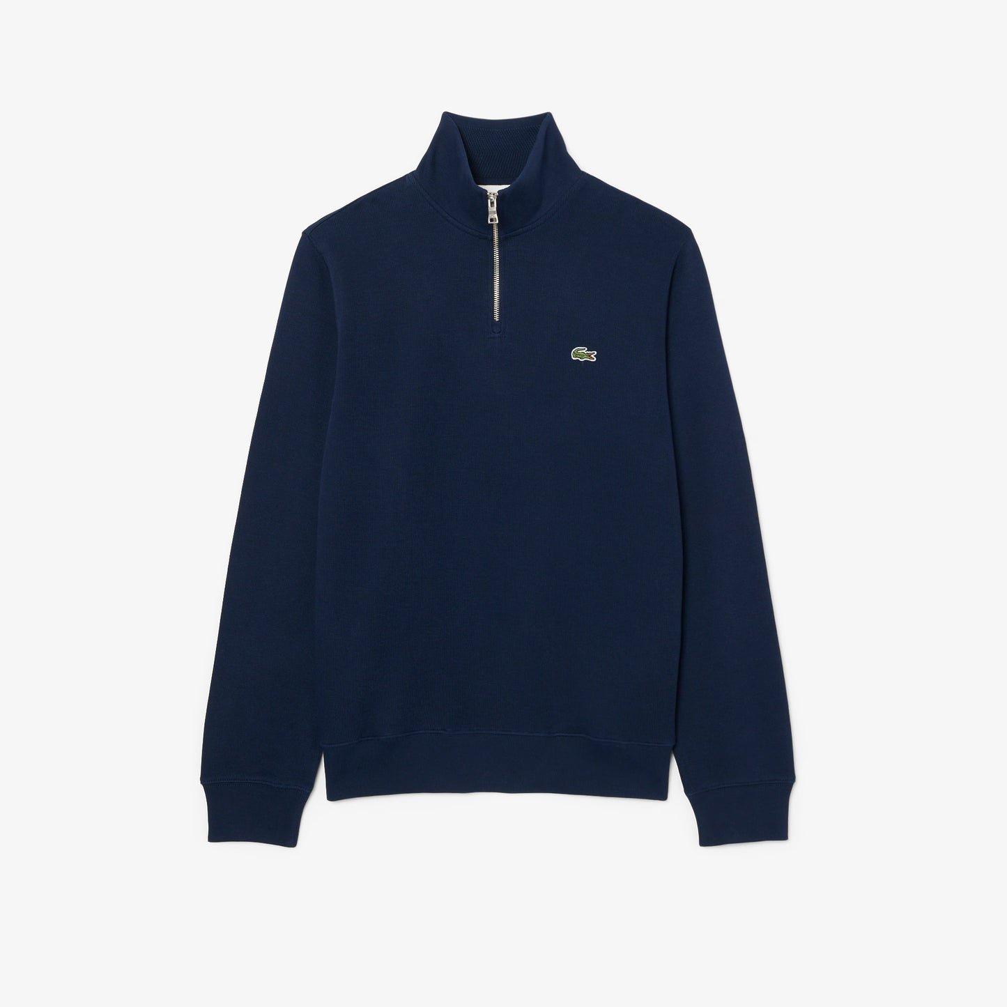 LACOSTE QUARTER ZIP INTERLOCK COTTON SWEATSHIRT NAVY (5) LARGE RRP £120 BNWT