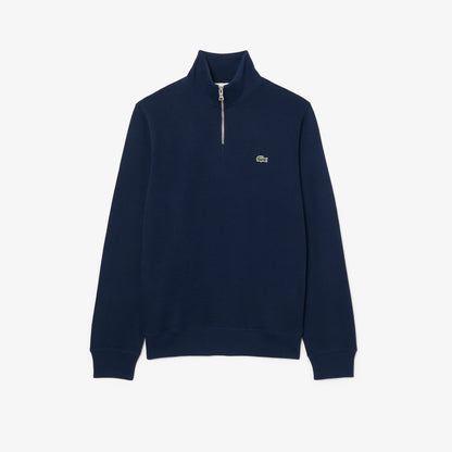 LACOSTE QUARTER ZIP INTERLOCK COTTON SWEATSHIRT NAVY (5) LARGE RRP £120 BNWT