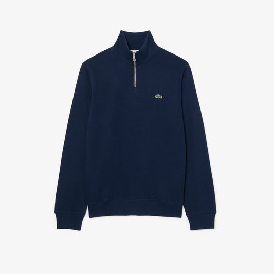 LACOSTE QUARTER ZIP INTERLOCK COTTON SWEATSHIRT NAVY (5) LARGE RRP £120 BNWT