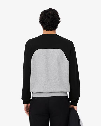 LACOSTE COLOUR BLOCK CREW NECK COTTON SWEATSHIRT BLACK/GREY 5XL RRP £120 BNWT