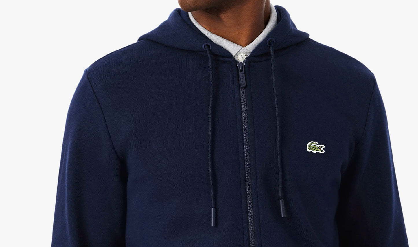 LACOSTE COTTON FLEECE FULL ZIP HOODIE SWEATSHIRT NAVY BLUE (6) XL RRP £125 BNWT