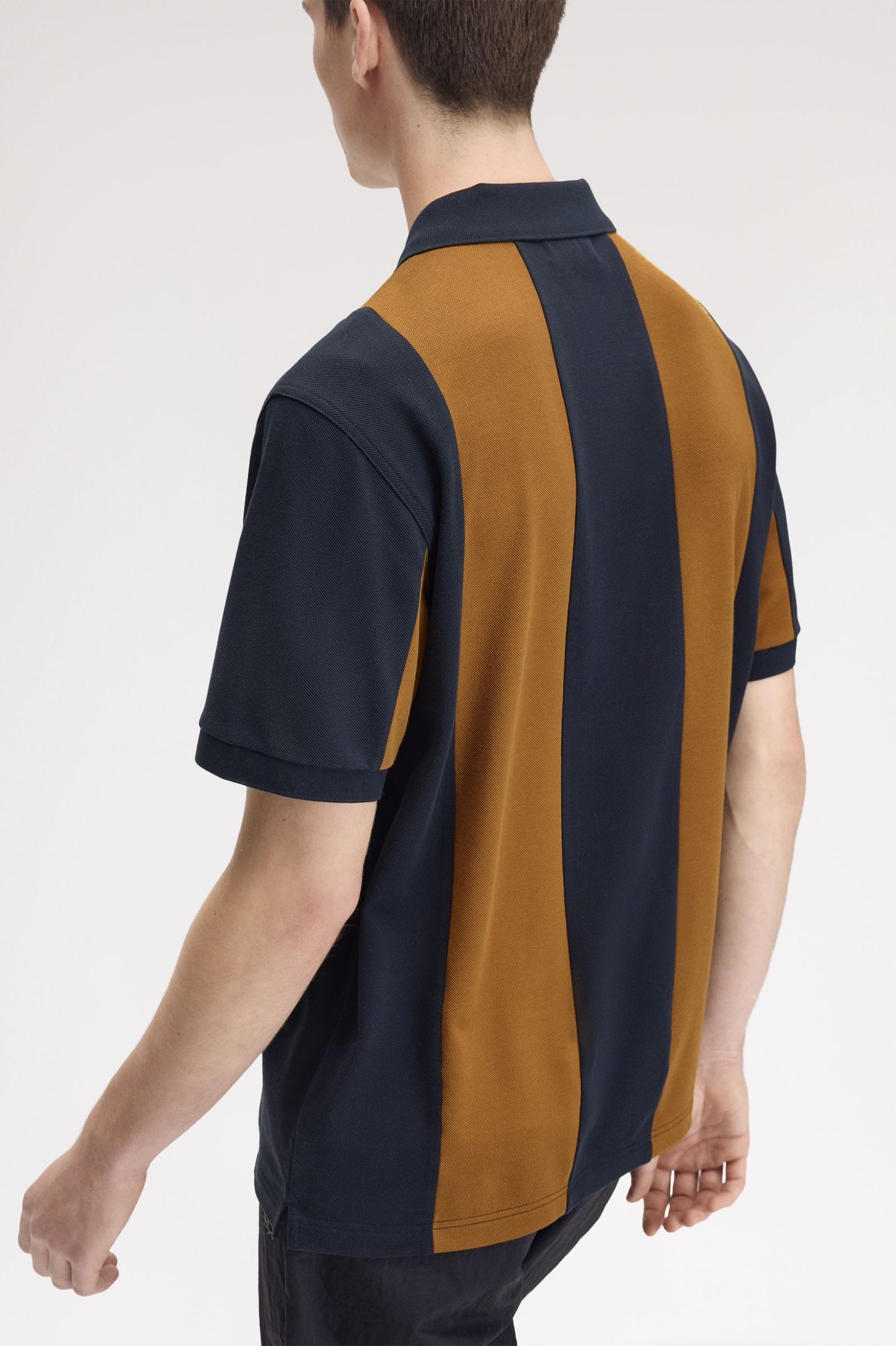 FRED PERRY X MEYBA PIQUE COTTON STRIPED POLO SHIRT BLACK/BROWN XL RRP £99 BNWT