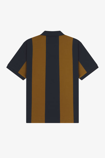 FRED PERRY X MEYBA PIQUE COTTON STRIPED POLO SHIRT BLACK/BROWN XL RRP £99 BNWT