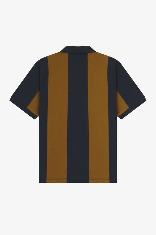 FRED PERRY X MEYBA PIQUE COTTON STRIPED POLO SHIRT BLACK/BROWN XL RRP £99 BNWT