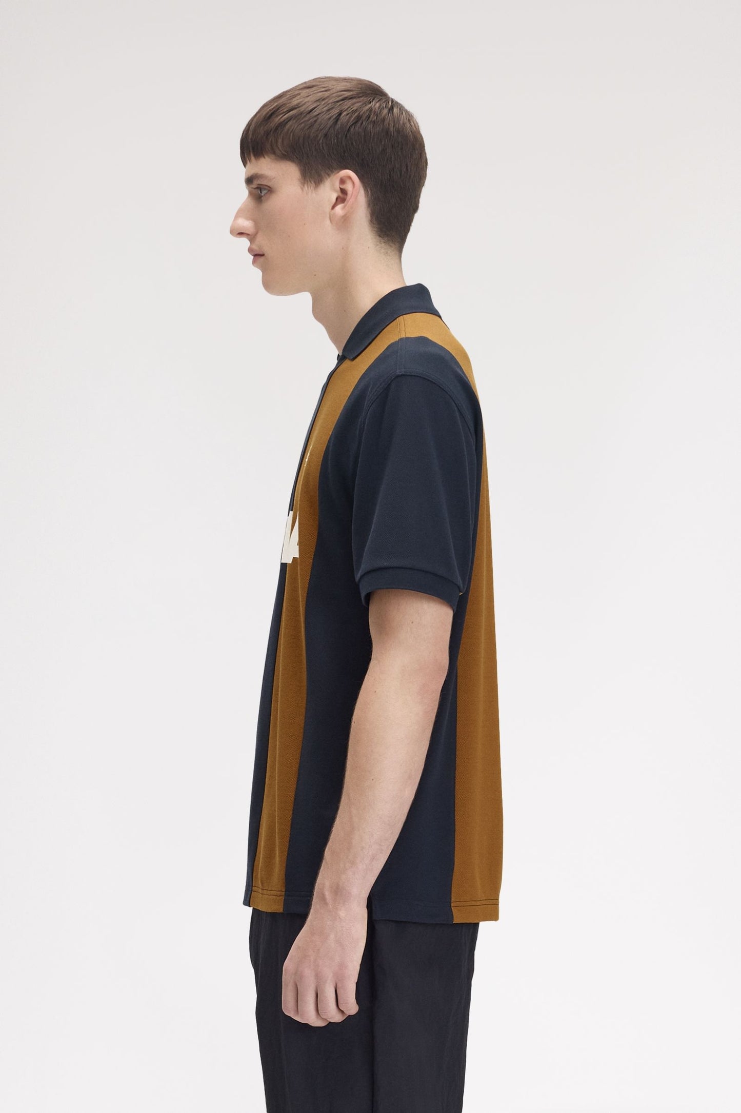 FRED PERRY X MEYBA PIQUE COTTON STRIPED POLO SHIRT BLACK/BROWN XL RRP £99 BNWT