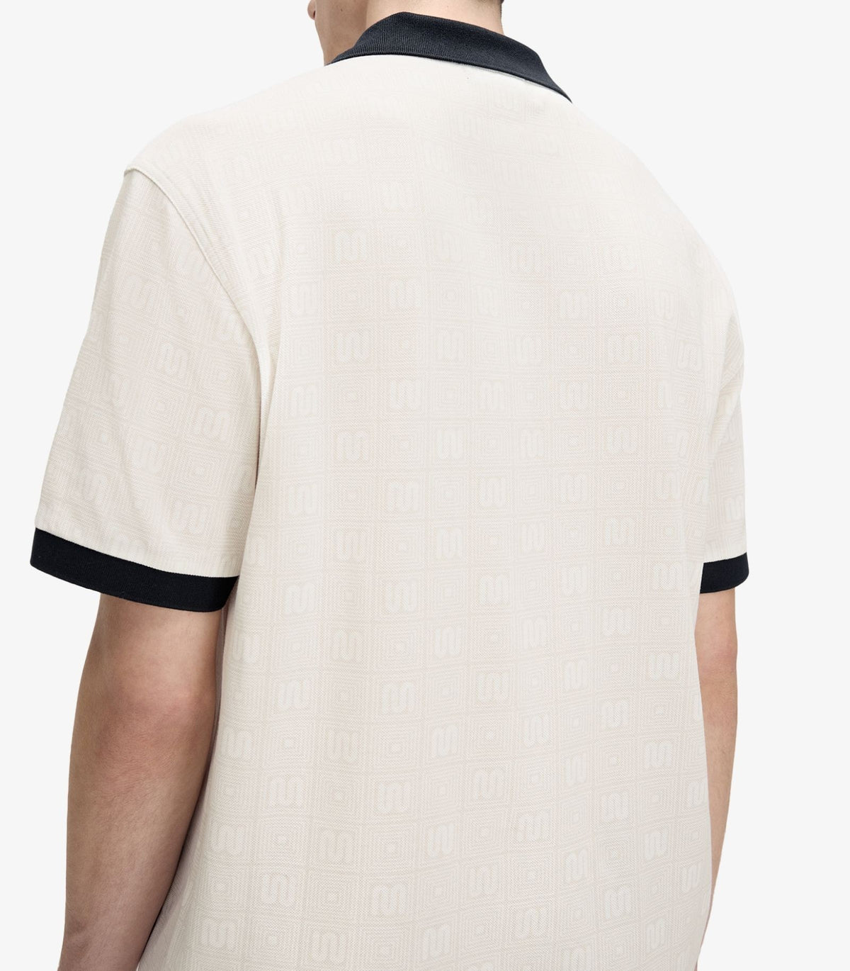 FRED PERRY X MEYBA PRINTED POLO SHIRT ECRU/BLACK MEDIUM RRP £110 BNWT