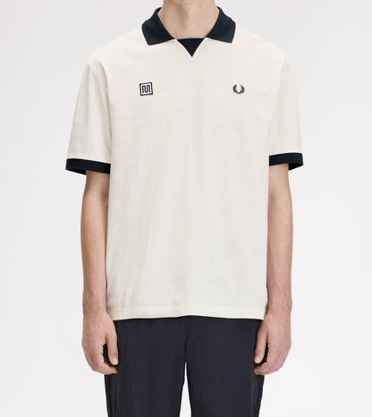 FRED PERRY X MEYBA PRINTED POLO SHIRT ECRU/BLACK MEDIUM RRP £110 BNWT
