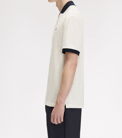 FRED PERRY X MEYBA PRINTED POLO SHIRT ECRU/BLACK MEDIUM RRP £110 BNWT