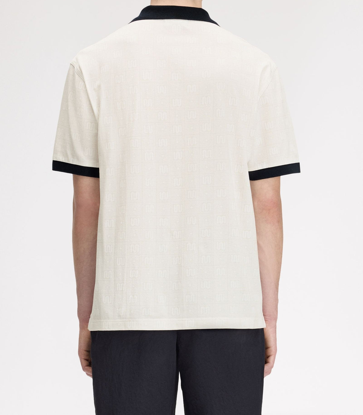 FRED PERRY X MEYBA PRINTED POLO SHIRT ECRU/BLACK MEDIUM RRP £110 BNWT