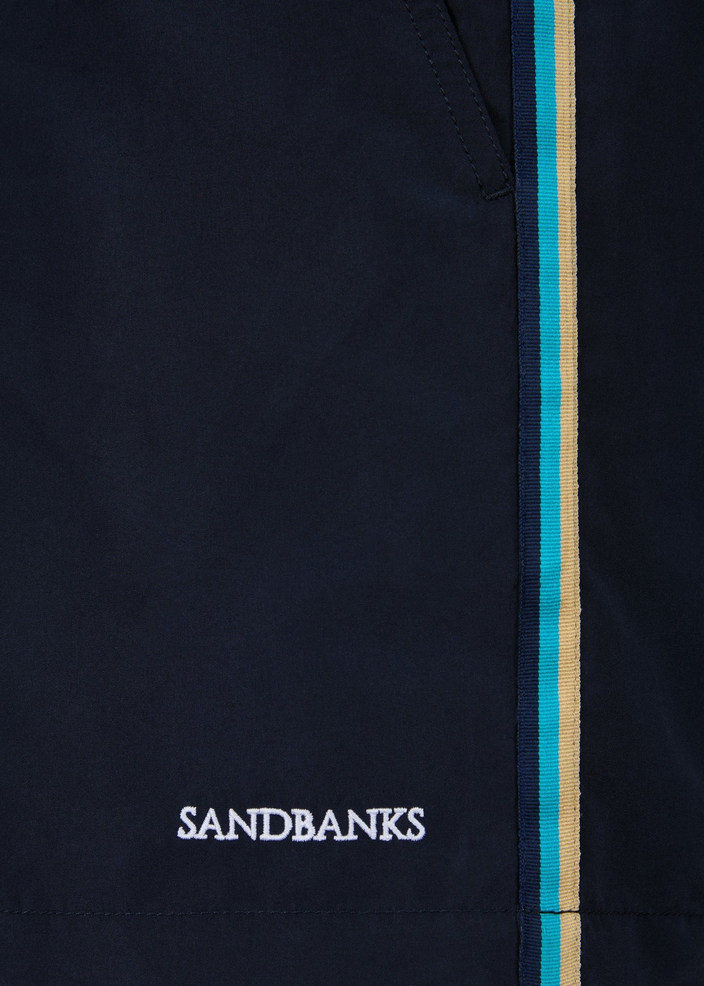 SANDBANKS SIDE STRIPE SWIM SHORTS NAVY BLUE LARGE RRP £135 BNWT