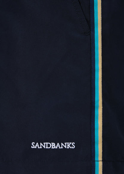 SANDBANKS SIDE STRIPE SWIM SHORTS NAVY BLUE LARGE RRP £135 BNWT