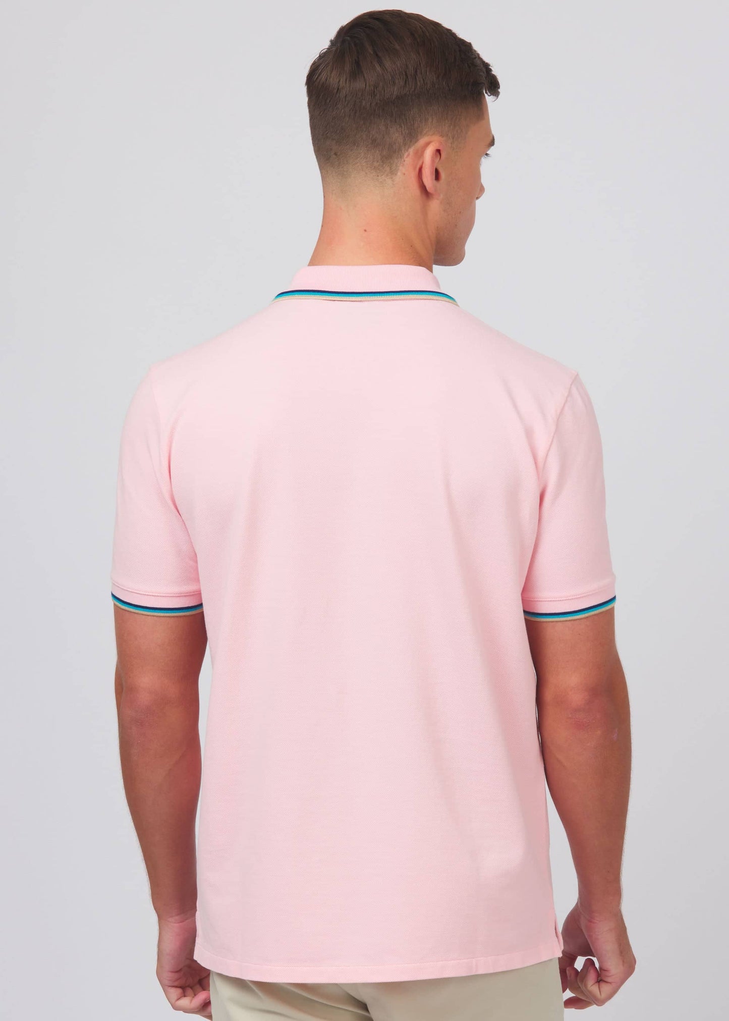 SANDBANKS BADGE LOGO TIPPED POLO SHIRT CRYSTAL ROSE PINK RRP £115 BNWT