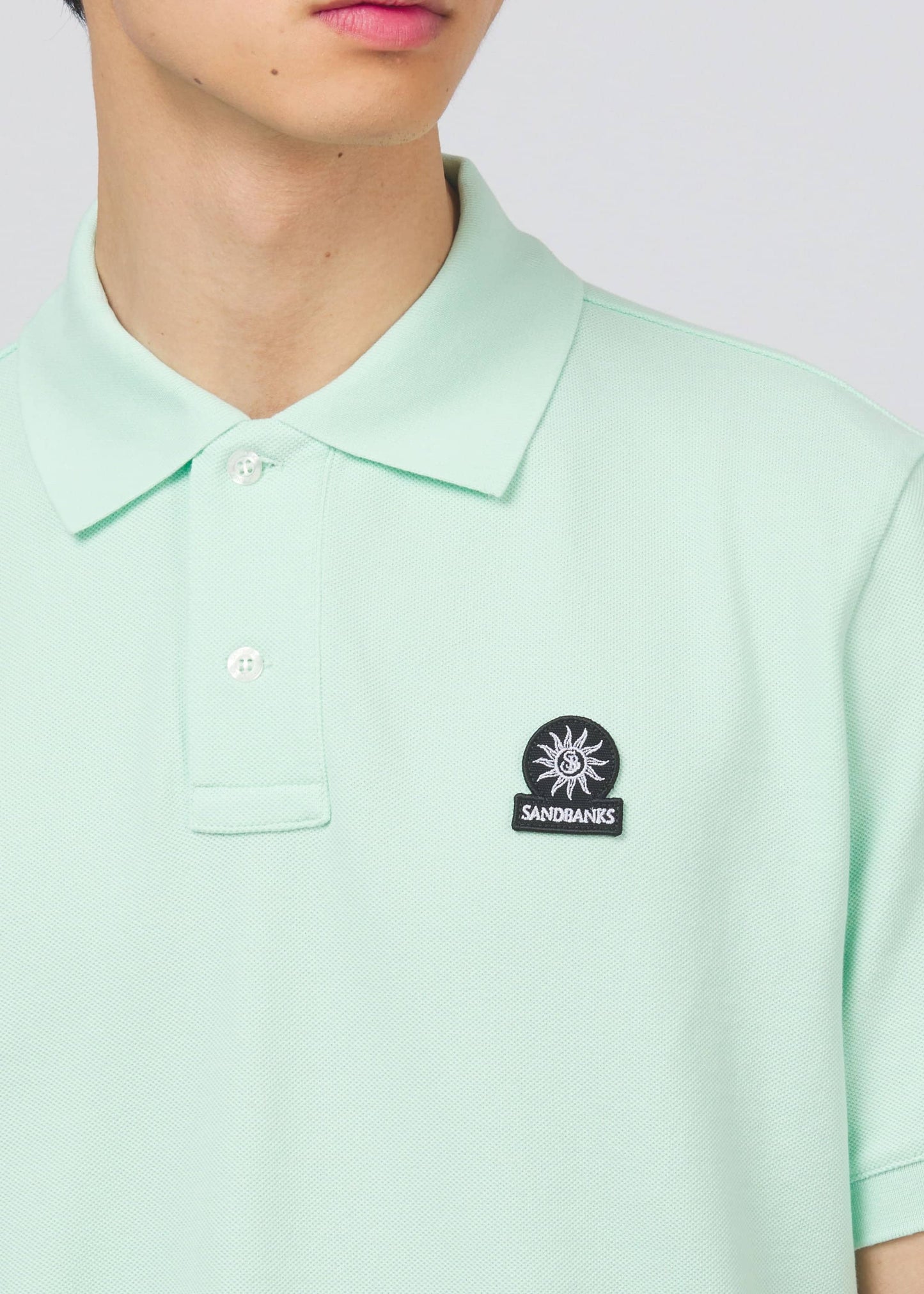 SANDBANKS BADGE LOGO PIQUE COTTON POLO SHIRT MINT GREEN RRP £110 BNWT