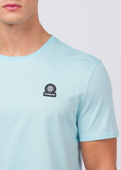 SANDBANKS BADGE LOGO SLIM FIT T-SHIRT CRYSTAL BLUE RRP £85 BNWT