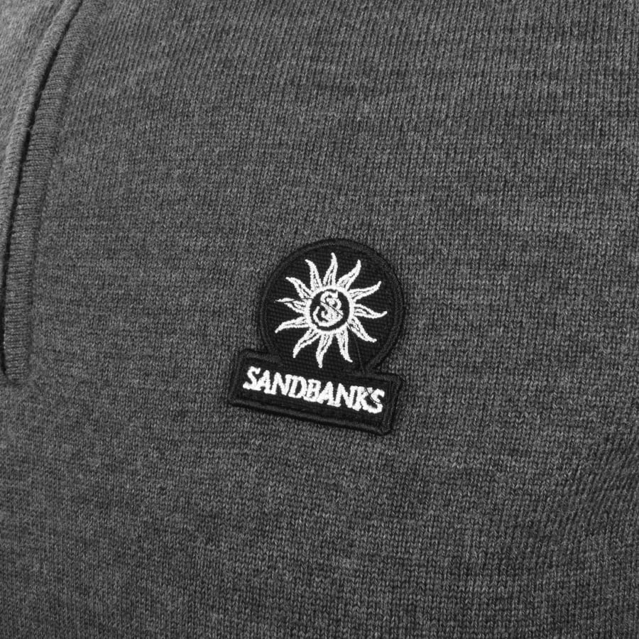 SANDBANKS FINE GAUGE QUARTER ZIP BADGE LOGO JUMPER GREY 4XL RRP £175 BNWT