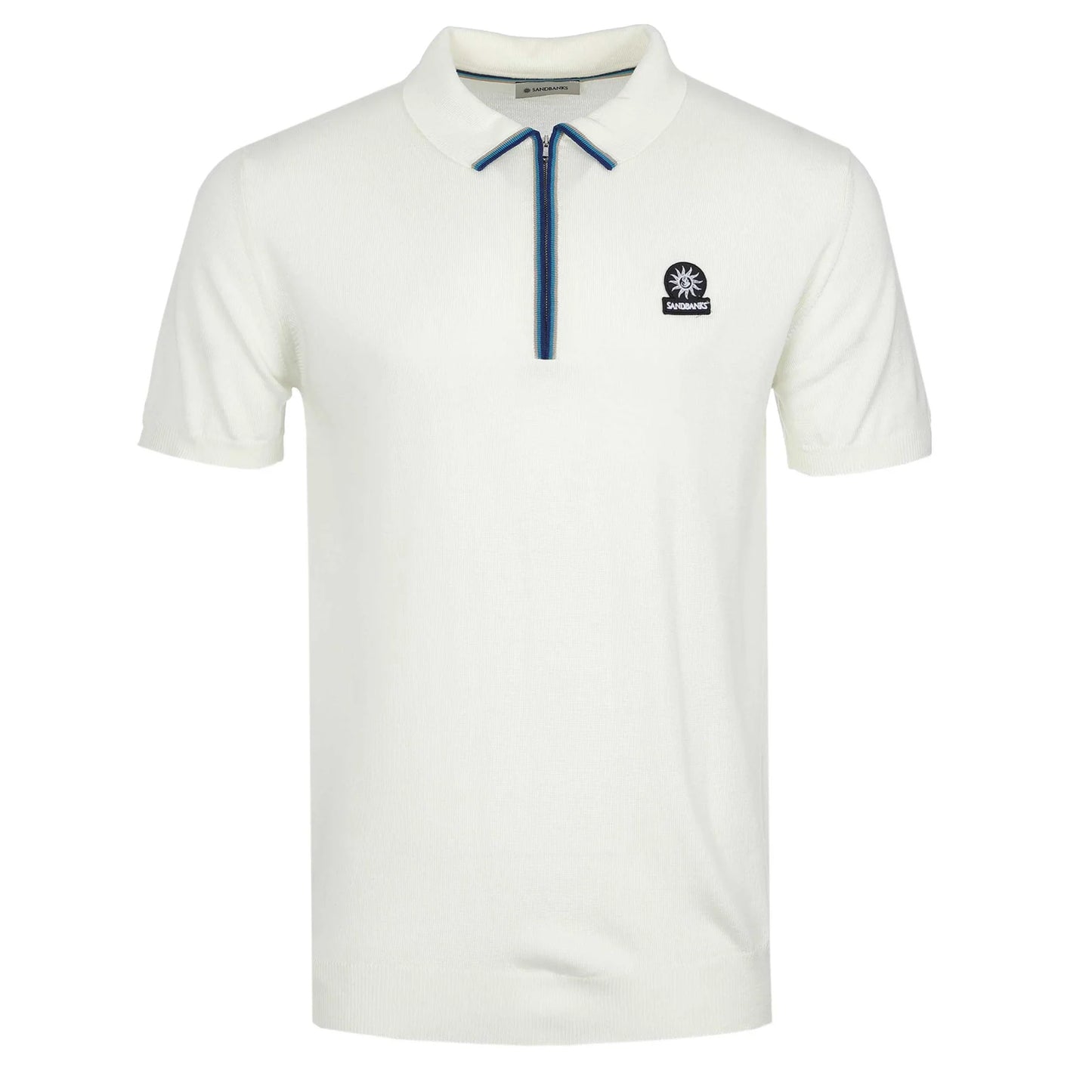 SANDBANKS MERINO WOOL COLOUR STRIPE KNIT ZIP POLO SHIRT VANILLA 2XL RRP £155 NEW