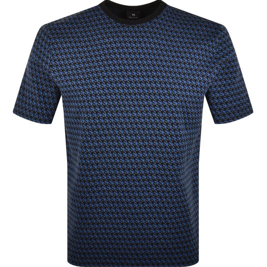 PAUL SMITH JACQUARD COTTON REG FIT T-SHIRT BLUE RRP £85 BNWT