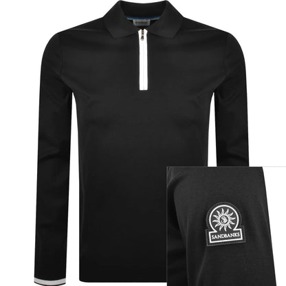 SANDBANKS SILICONE ZIP LONG SLEEVE COTTON POLO SHIRT BLACK 4XL RRP £155 BNWT