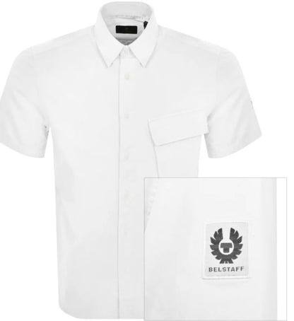 BELSTAFF SCALE SHORT SLEEVE COTTON SHIRT WHITE RRP £120 BNWT