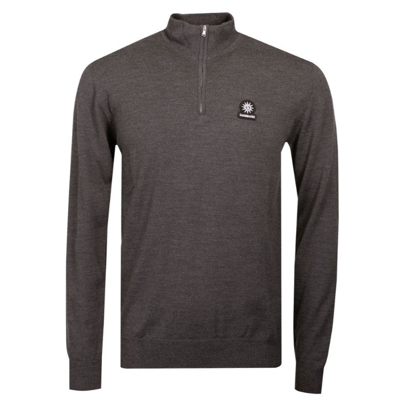 SANDBANKS FINE GAUGE QUARTER ZIP BADGE LOGO JUMPER GREY 4XL RRP £175 BNWT