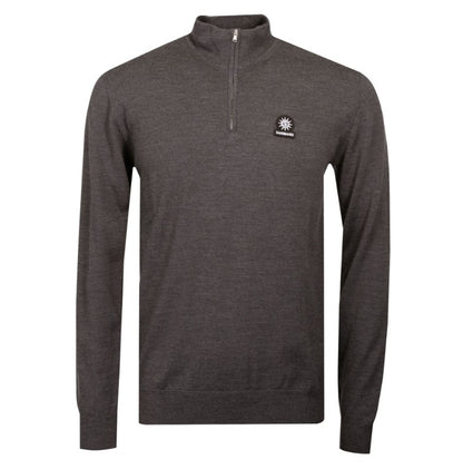 SANDBANKS FINE GAUGE QUARTER ZIP BADGE LOGO JUMPER GREY 4XL RRP £175 BNWT