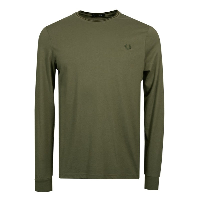 FRED PERRY TWIN TIPPED LONG SLEEVE COTTON T-SHIRT GREEN 2XL RRP £59 BNWT