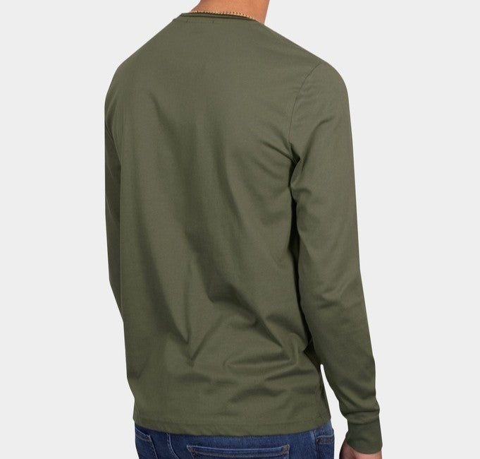 FRED PERRY TWIN TIPPED LONG SLEEVE COTTON T-SHIRT GREEN 2XL RRP £59 BNWT