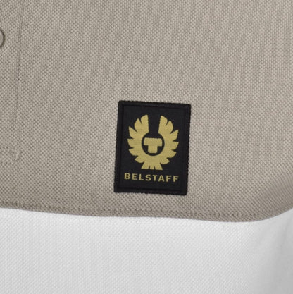 BELSTAFF COLOURBLOCK PIQUE COTTON POLO SHIRT PUMICE BROWN RRP £145 BNWT