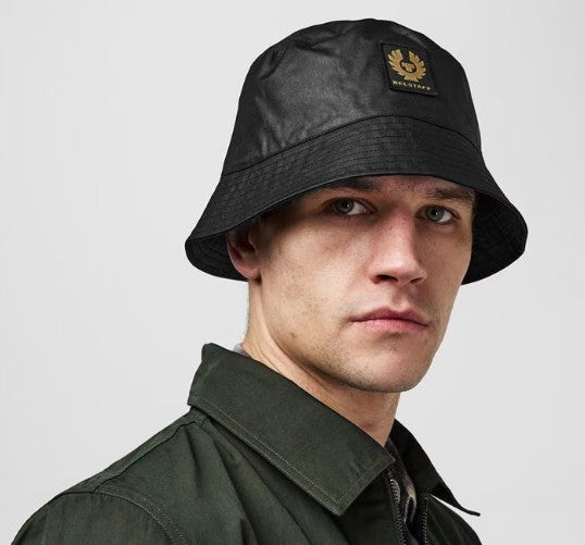 BELSTAFF 6oz WAXED COTTON PHOENIX PATCH BUCKET HAT BLACK RRP £80 BNWT