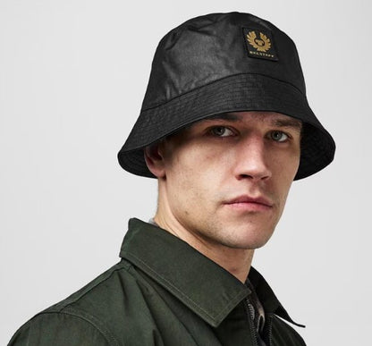 BELSTAFF 6oz WAXED COTTON PHOENIX PATCH BUCKET HAT BLACK RRP £80 BNWT