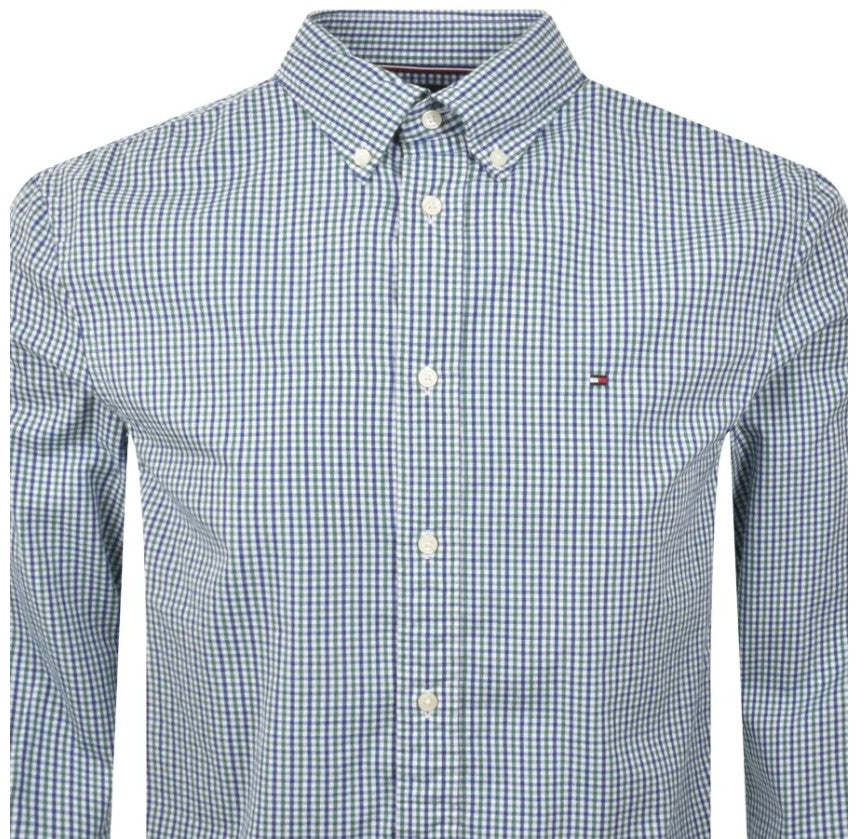 TOMMY HILFIGER OXFORD GINGHAM LONG SLEEVE COTTON SHIRT GREEN/BLUE 3XL RRP £85 BNWT