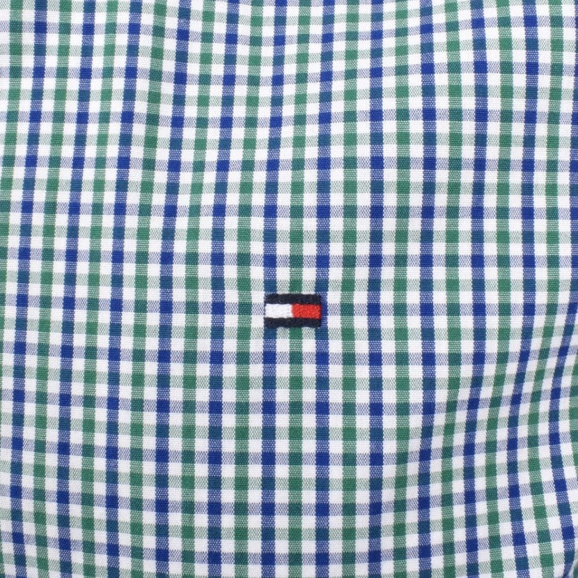 TOMMY HILFIGER OXFORD GINGHAM LONG SLEEVE COTTON SHIRT GREEN/BLUE 3XL RRP £85 BNWT