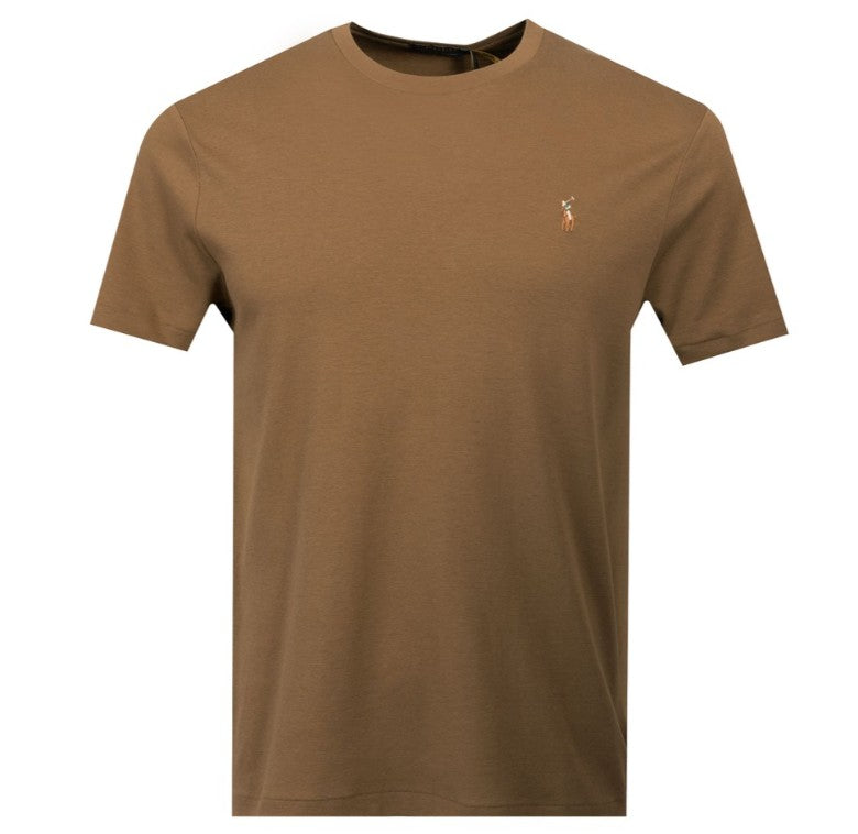 POLO RALPH LAUREN CUSTOM SLIM FIT COTTON T-SHIRT BROWN MEDIUM RRP £70 BNWT