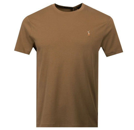 POLO RALPH LAUREN CUSTOM SLIM FIT COTTON T-SHIRT BROWN MEDIUM RRP £70 BNWT