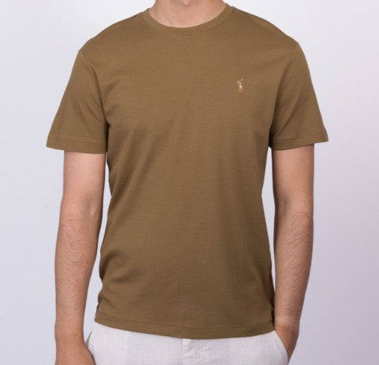 POLO RALPH LAUREN CUSTOM SLIM FIT COTTON T-SHIRT BROWN MEDIUM RRP £70 BNWT