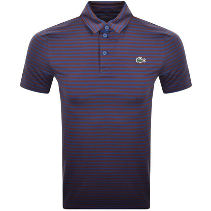 LACOSTE SPORT STRETCHY POLYESTER POLO SHIRT BLUE/RED STRIPES RRP £105 BNWT