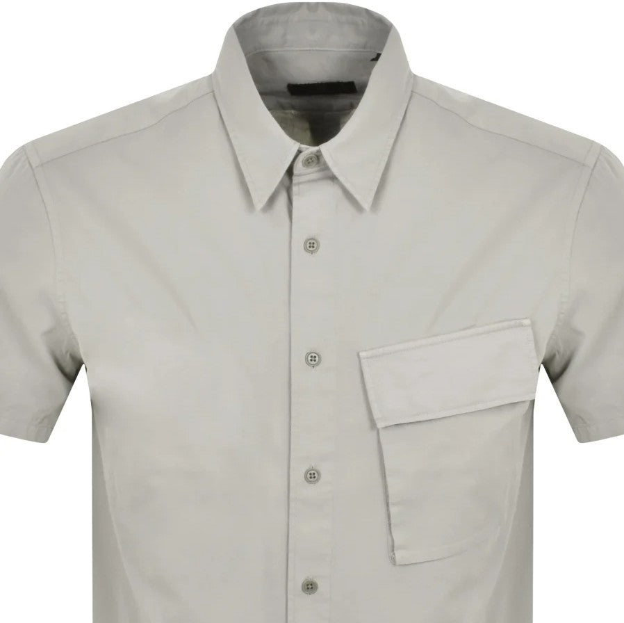 BELSTAFF SCALE SHORT SLEEVE COTTON SHIRT CLOUD GREY MEDIUM RRP £120 BNWT
