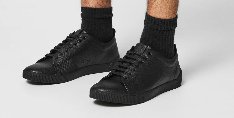 HUGO by HUGO BOSS ZERO LEATHER TRAINERS BLACK UK 9 RRP £169 BNIB