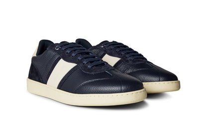 FERRAGAMO ACHILLE 1 CALF ITALIAN LEATHER TRAINERS MARINE BLUE UK10 RRP £570 BNIB