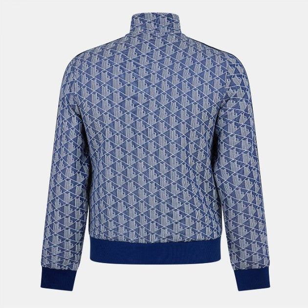 LACOSTE GEOMETRIC FULL ZIP HOOD SWEATSHIRT TRACK TOP BLUE RRP £160 BNWT