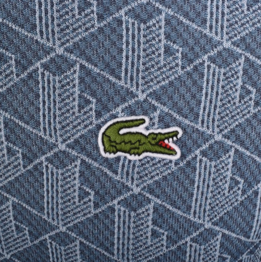 LACOSTE GEOMETRIC FULL ZIP HOOD SWEATSHIRT TRACK TOP BLUE RRP £160 BNWT