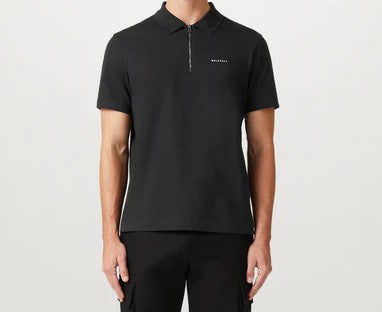 BELSTAFF ALLOY STRETCHY ZIP NECK COTTON POLO SHIRT BLACK 2XL RRP £110 BNWT