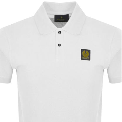 BELSTAFF PHOENIX PATCH PIQUE COTTON POLO SHIRT IN WHITE RRP £95 BNWT