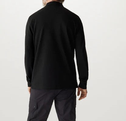 BELSTAFF PIQUE COTTON LONG SLEEVE POLO SHIRT BLACK RRP £120 BNWT