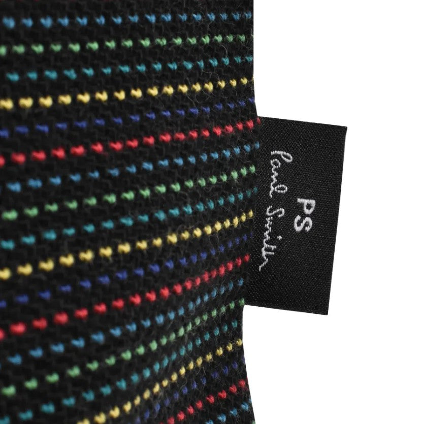PAUL SMITH PS FINE STRIPES COTTON POLO SHIRT BLACK/MULTI COLOUR RRP £125 BNWT