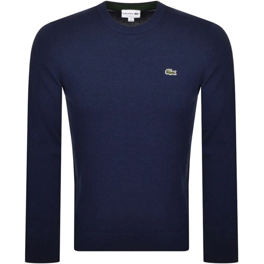 LACOSTE CREW NECK KNIT CROC LOGO JUMPER NAVY BLUE RRP £110 BNWT