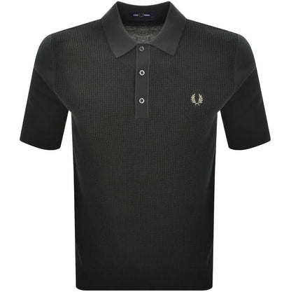 FRED PERRY WAFFLE KNITTED COTTON POLO SHIRT NIGHT GREEN K8555 2XL RRP £100 BNWT