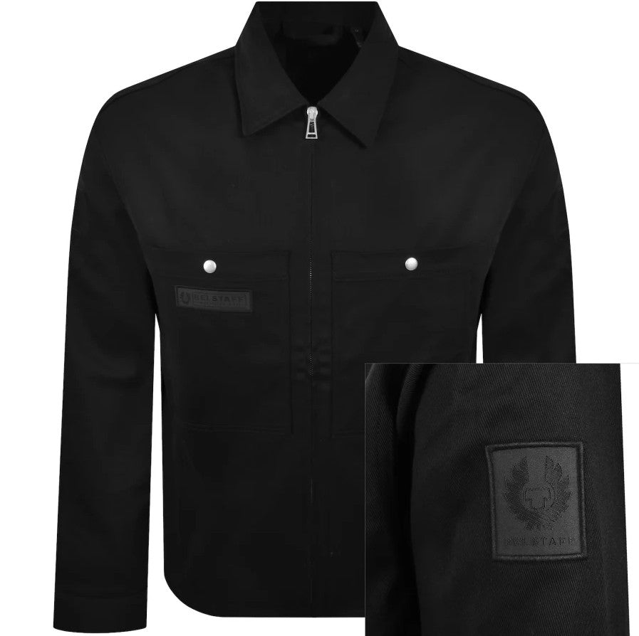 BELSTAFF COMPETITION COTTON TWILL OVERSHIRT BLACK LARGE RRP £225 BNWT